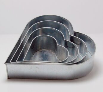 Set of 4 Tier Heart Multilayer Birthday Wedding Anniversary Cake Tins / Pans / Mould by Falcon 3″ Deep