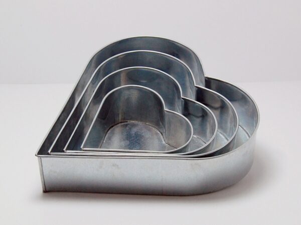 Set of 4 Tier Heart Multilayer Birthday Wedding Anniversary Cake Tins / Pans / Mould by Falcon 3" Deep