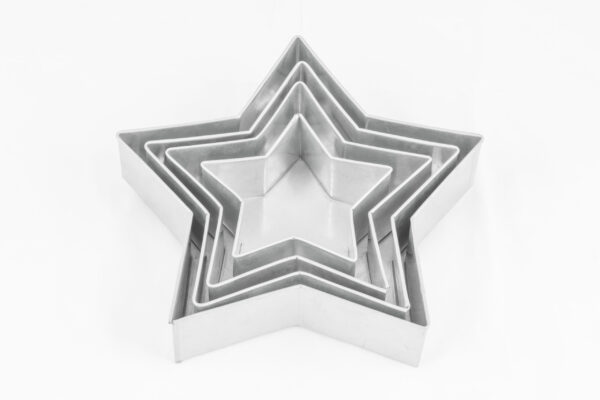 Set of 4 Tier Star Multilayer Birthday Wedding Anniversary Cake Tins / Pans / Mould by Falcon 3" Deep