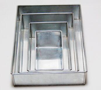 Set of 4 Tier Rectangle Multilayer Birthday Wedding Anniversary Cake Tins / Pans / Mould by Falcon 3″ Deep
