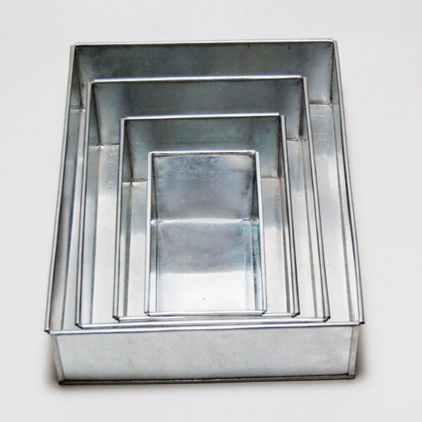 Set of 4 Tier Rectangle Multilayer Birthday Wedding Anniversary Cake Tins / Pans / Mould by Falcon 3" Deep