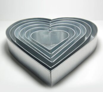 Set of 6 Tier Heart Multilayer Birthday Wedding Anniversary Cake Tins / Pans / Mould by Falcon 3″ Deep