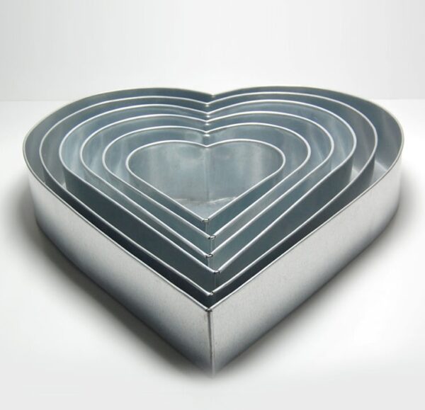 Set of 6 Tier Heart Multilayer Birthday Wedding Anniversary Cake Tins / Pans / Mould by Falcon 3" Deep