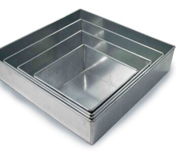 Set of 4 Tier Square Multilayer Birthday Wedding Anniversary Cake Tins / Pans / Mould by Falcon 5″ Deep