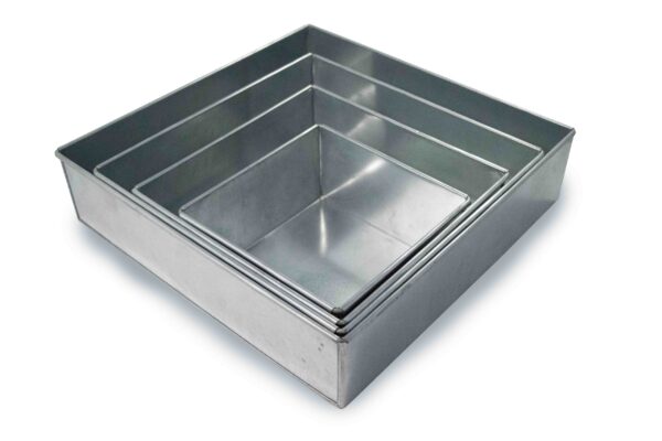 Set of 4 Tier Square Multilayer Birthday Wedding Anniversary Cake Tins / Pans / Mould by Falcon