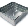 Set of 4 Tier Square Multilayer Birthday Wedding Anniversary Cake Tins / Pans / Mould by Falcon 5" Deep