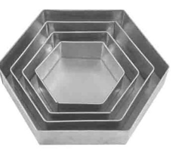 Set of 4 Tier Hexagon Multilayer Birthday Wedding Anniversary Cake Tins / Pans / Mould by Falcon