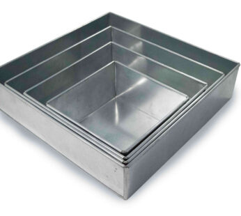 Set of 4 Tier Square Multilayer Birthday Wedding Anniversary Cake Tins / Pans / Mould by Falcon