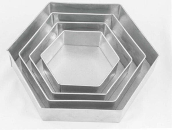 Set of 4 Tier Hexagon Multilayer Birthday Wedding Anniversary Cake Tins / Pans / Mould by Falcon