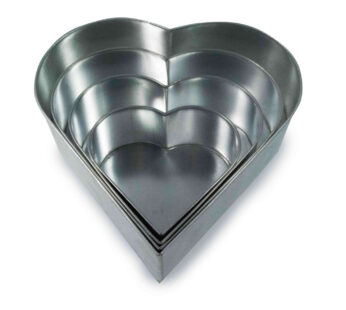 Set of 4 Tier Heart Multilayer Birthday Wedding Anniversary Cake Tins / Pans / Mould by Falcon 3″ Deep