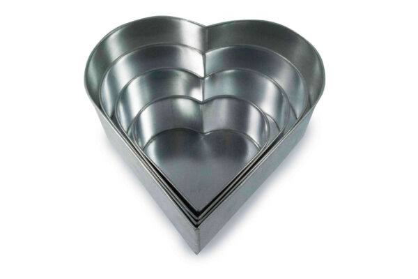 Set of 4 Tier Heart Multilayer Birthday Wedding Anniversary Cake Tins / Pans / Mould by Falcon 3" Deep