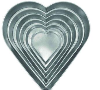 Set of 6 Tier Heart Multilayer Birthday Wedding Anniversary Cake Tins / Pans / Mould by Falcon 3″ Deep