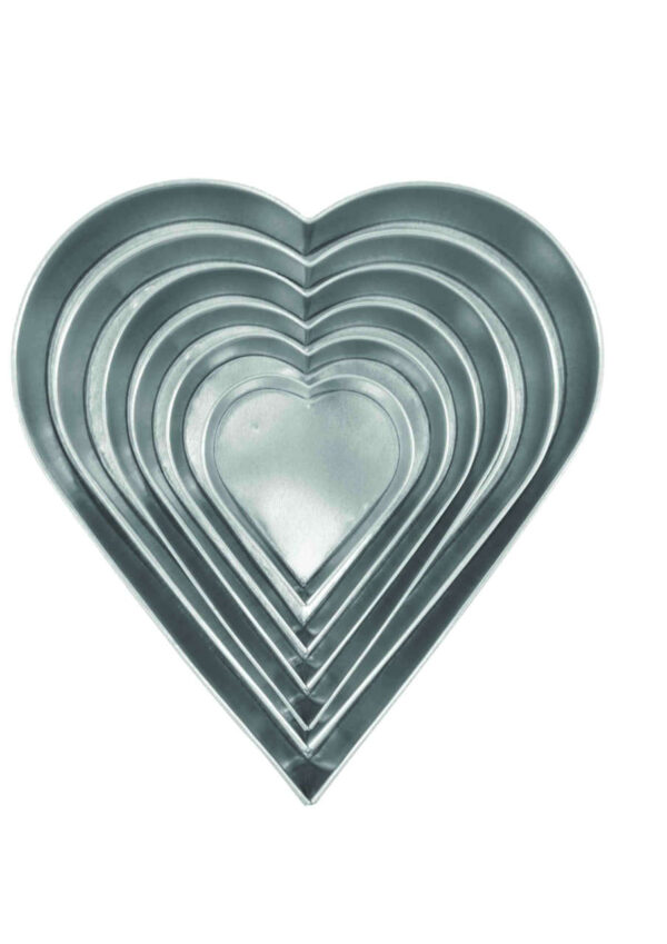 Set of 6 Tier Heart Multilayer Birthday Wedding Anniversary Cake Tins / Pans / Mould by Falcon 3" Deep
