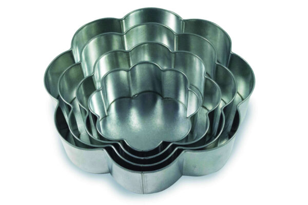Set of 4 Tier Petal Multilayer Birthday Wedding Anniversary Cake Tins / Pans / Mould by Falcon 3" Deep